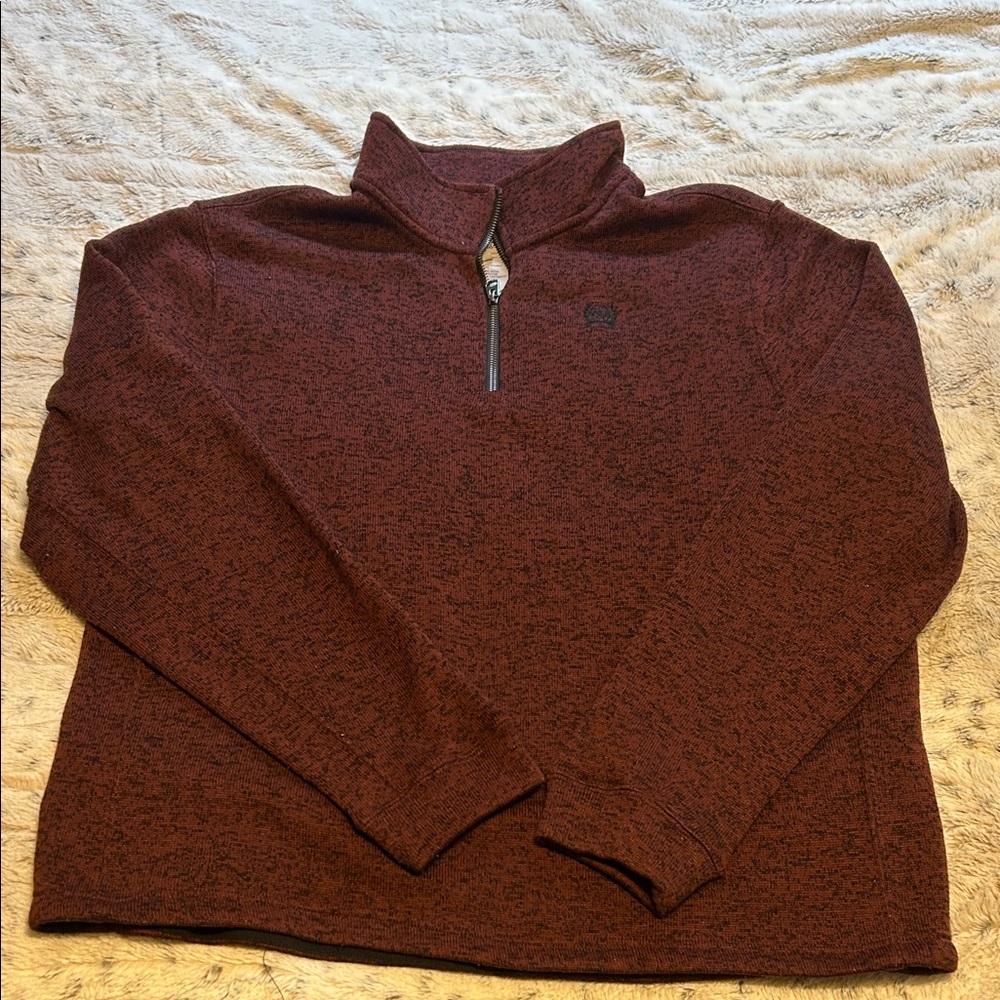 Cinch Men's Heathered Wine Half-Zip Sweater